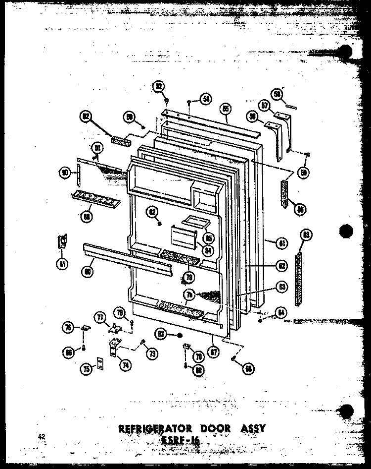 REF DOOR ASSY ESRF - 16 Diagram and Parts List for ESRF-16-AG P6030303W G Amana Refrigerator