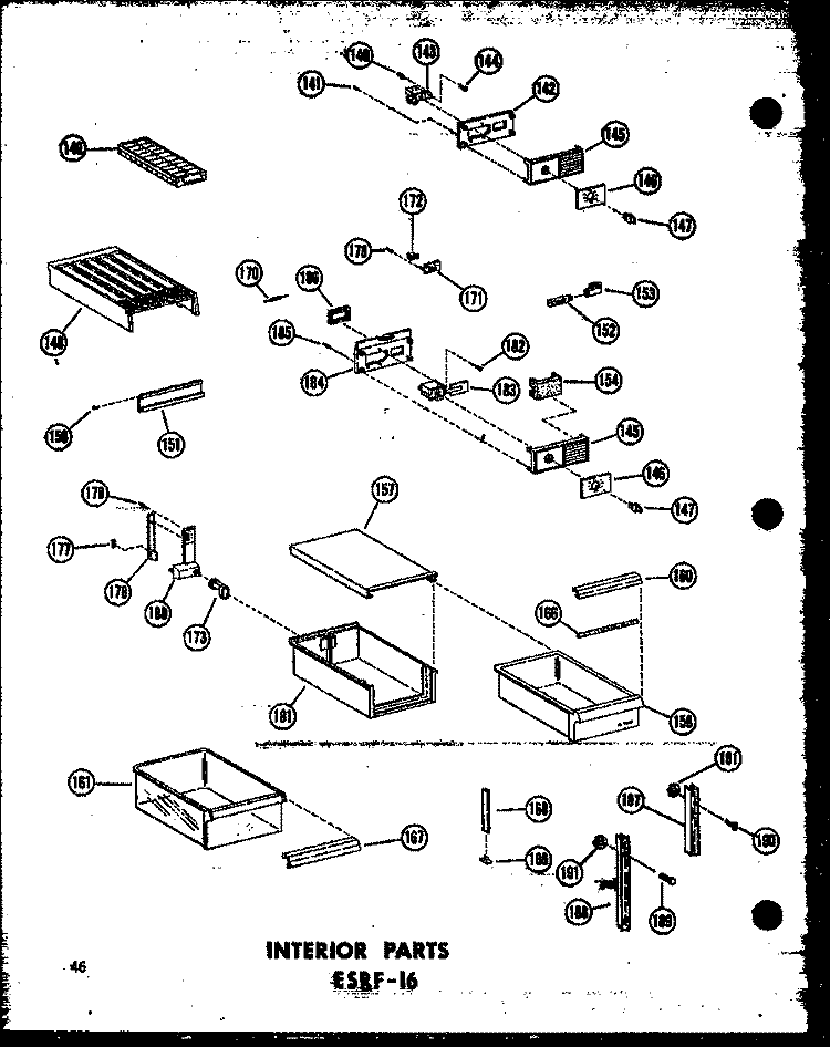 INTERIOR PARTS ESRF - 16 Diagram and Parts List for ESRF-16-AG P6030303W G Amana Refrigerator
