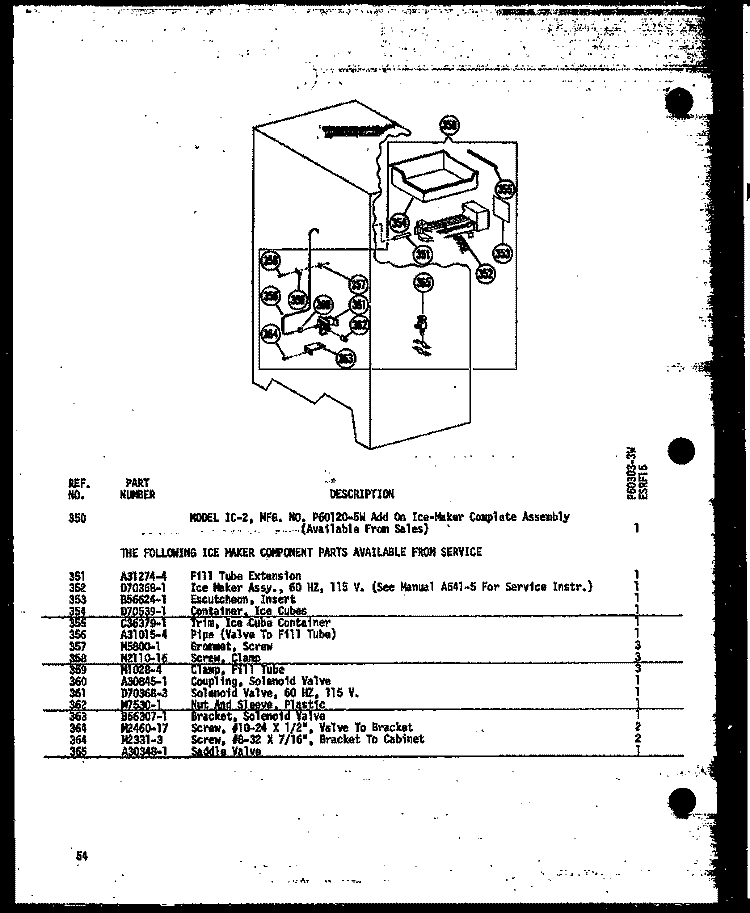 Page 13 Diagram and Parts List for ESRF-16-AG P6030303W G Amana Refrigerator