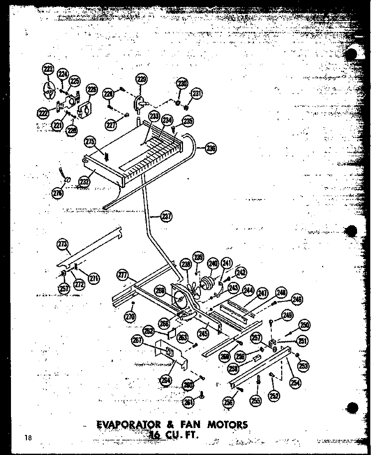 EVAP & FAN MOTORS 16 CU. FT. Diagram and Parts List for T16W P6030353W Amana Refrigerator