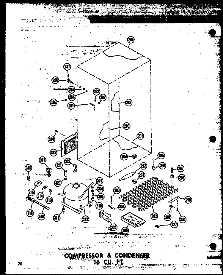 COMPRESSOR & CONDENSER 16 CU. FT. Diagram and Parts List for T16W P6030353W Amana Refrigerator