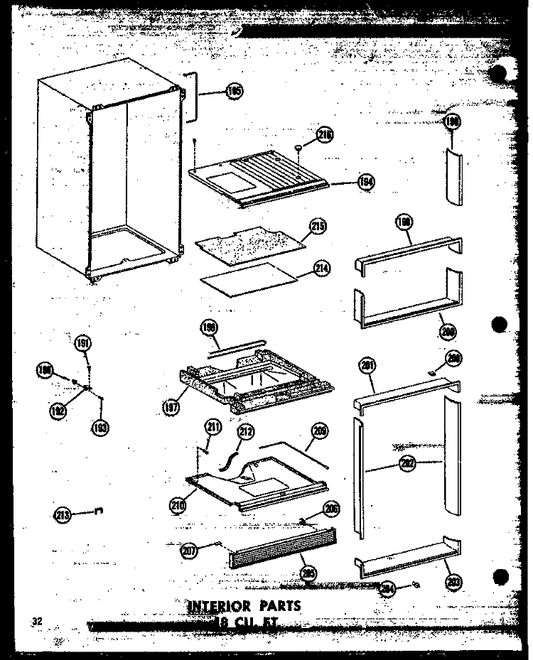 INTERIOR PARTS 18 CU. FT. Diagram and Parts List for TC18W P6030341W Amana Refrigerator