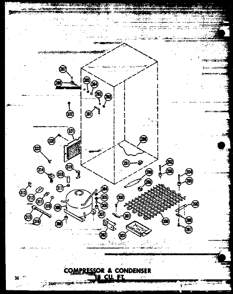 COMPRESSOR & CONDENSER 18 CU. FT. Diagram and Parts List for TC18W P6030341W Amana Refrigerator