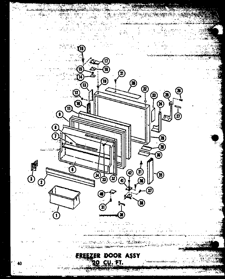 FZ DOOR ASSY 20 CU. FT. Diagram and Parts List for TD20W-C P6030338W C Amana Refrigerator