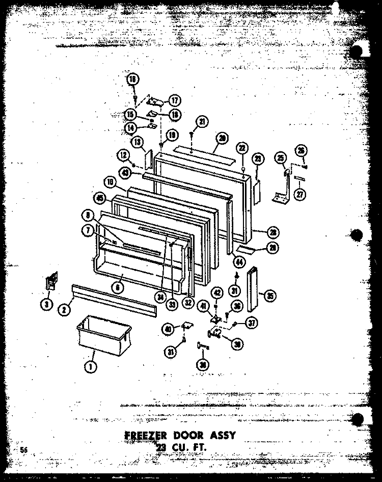 FZ DOOR ASSY 23 CU. FT. Diagram and Parts List for TD23W P6030339W Amana Refrigerator