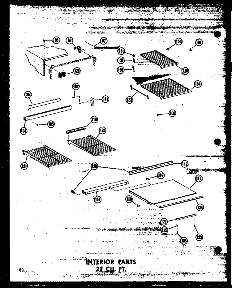 INTERIOR PARTS 23 CU. FT. Diagram and Parts List for TD23W P6030339W Amana Refrigerator