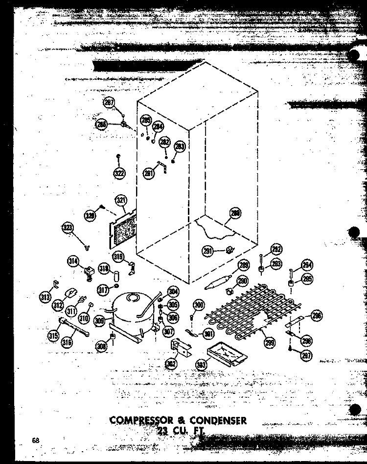 COMPRESSOR & CONDENSER 23 CU. FT. Diagram and Parts List for TD23W P6030339W Amana Refrigerator