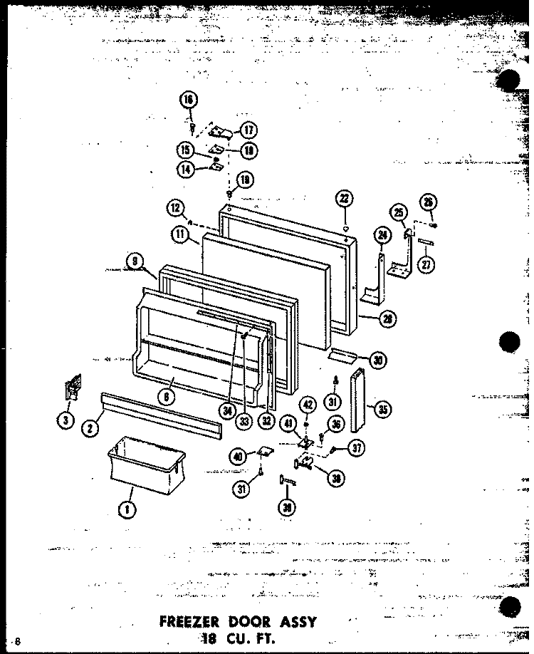 FZ DOOR ASSY 18 CU.FT. Diagram and Parts List for TM18W-A P6030356W A Amana Refrigerator