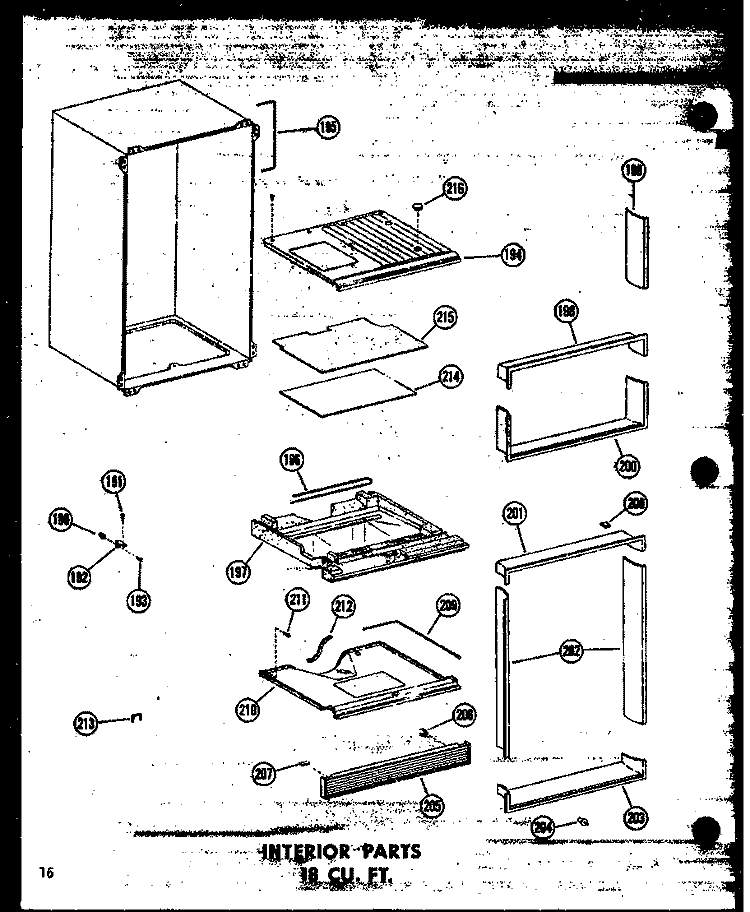 INTERIOR PARTS 18 CU. FT. Diagram and Parts List for TM18W-A P6030356W A Amana Refrigerator