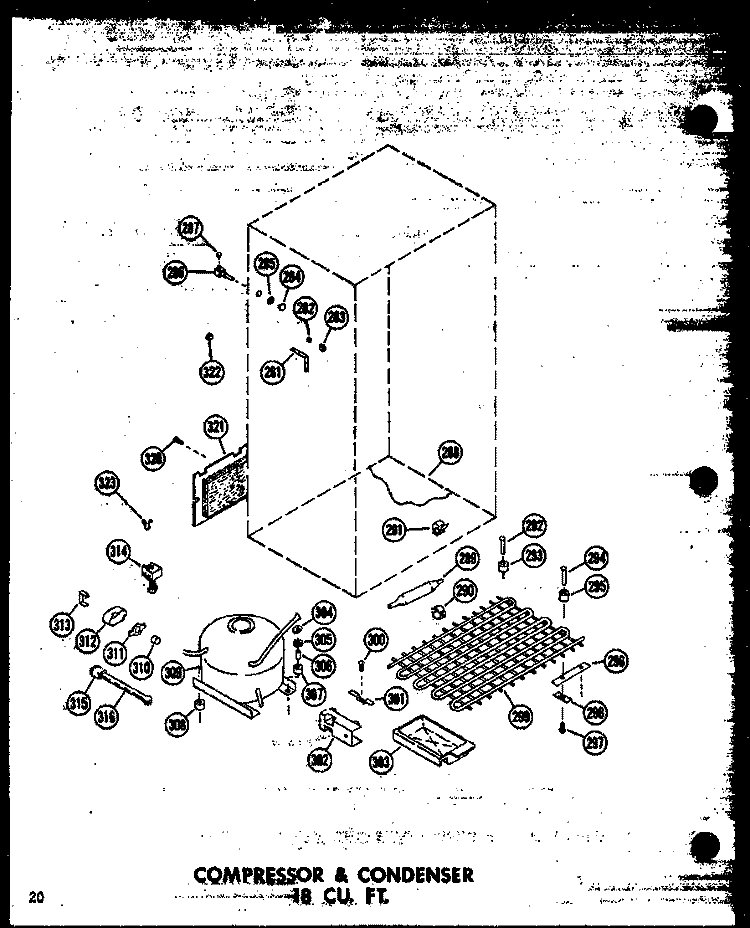 COMPRESSOR & CONDENSER 18 CU. FT. Diagram and Parts List for TM18W-A P6030356W A Amana Refrigerator