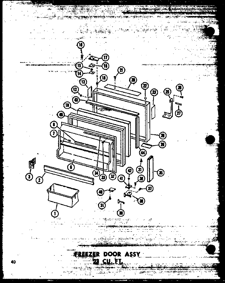 FZ DOOR ASSY 23 CU. FT. Diagram and Parts List for TD23W P6030363W Amana Refrigerator