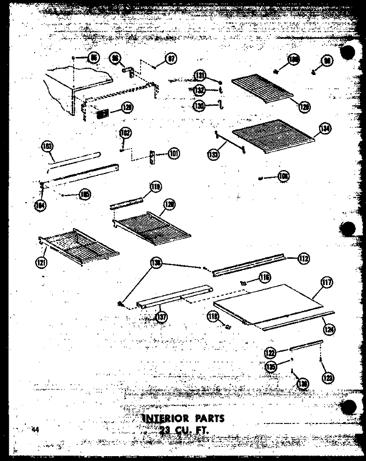 INTERIOR PARTS 23 CU. FT. Diagram and Parts List for TD23W P6030363W Amana Refrigerator
