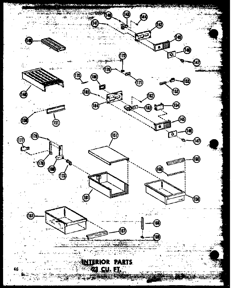 INTERIOR PARTS 23 CU. FT. Diagram and Parts List for TD23W P6030363W Amana Refrigerator