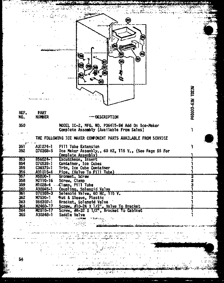 Page 24 Diagram and Parts List for TD23W P6030363W Amana Refrigerator