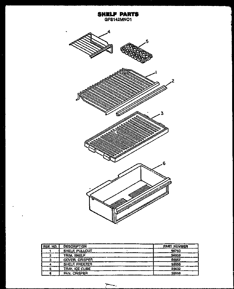 Page 1 Diagram and Parts List for GFS142MN01 GFS142MN0 1 Caloric Refrigerator