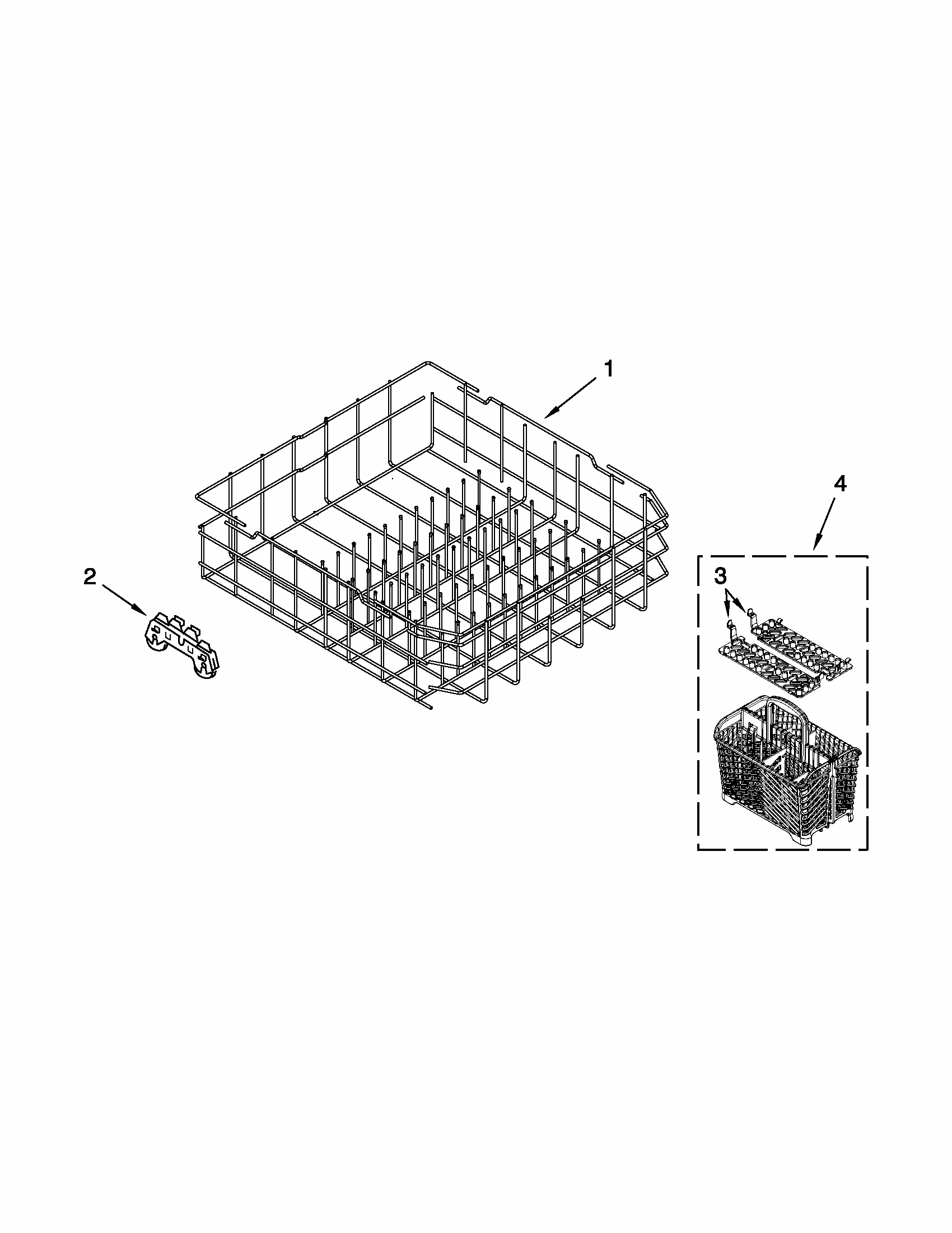 Lower Rack Parts Diagram and Parts List for MDB7759SAS2  Maytag Dishwasher