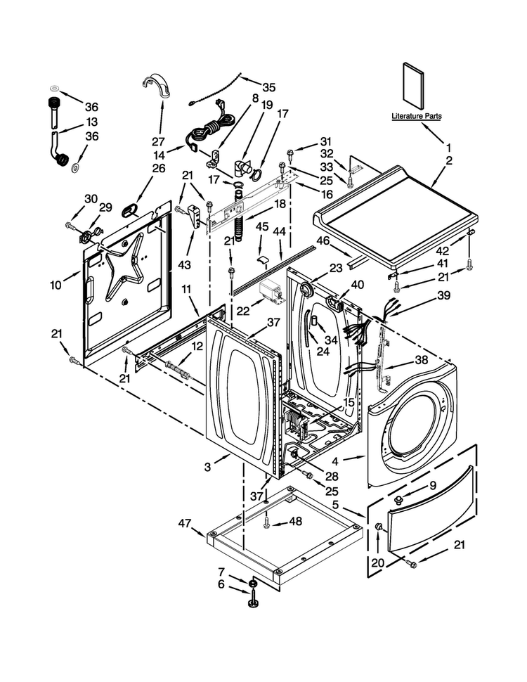 Top And Cabinet Parts Diagram and Parts List for MHN31PRAWW0  Maytag Washer