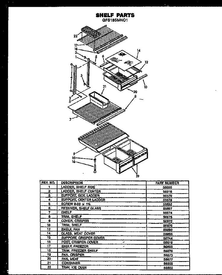 Page 4 Diagram and Parts List for GFS185MN01 GFS185MN0 1 Caloric Refrigerator