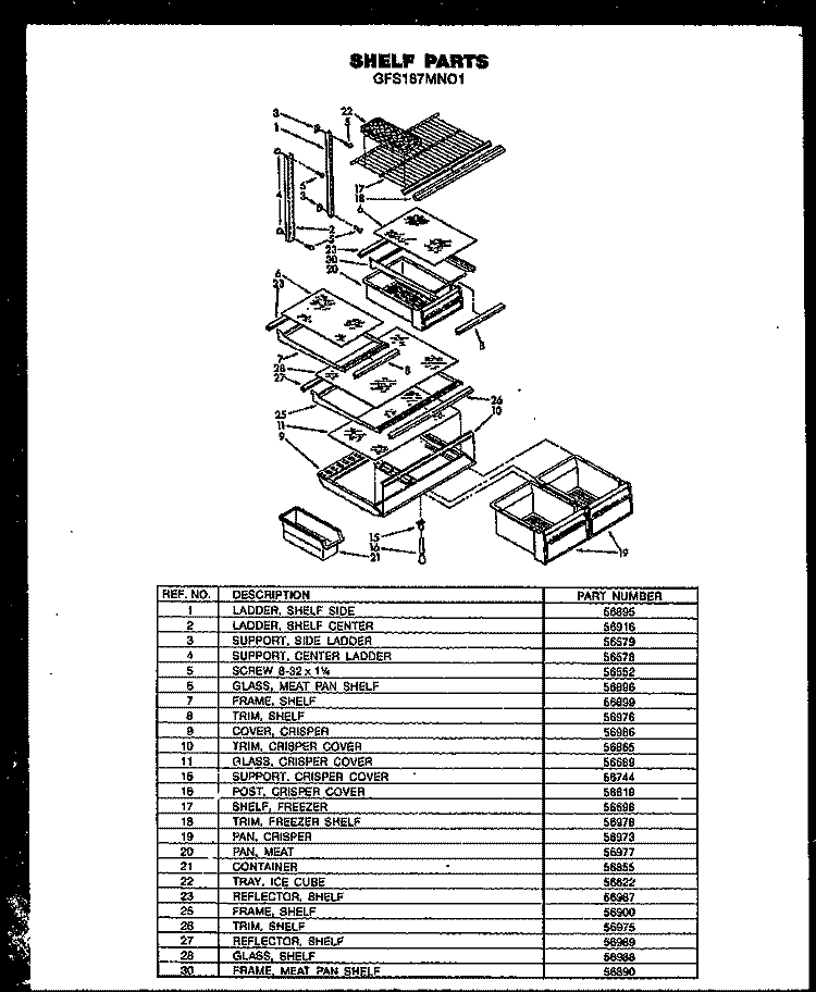 Page 5 Diagram and Parts List for GFS187MN01 GFS187MN0 1 Caloric Refrigerator