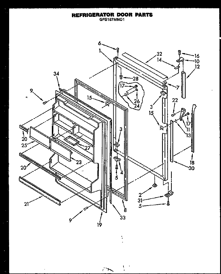 REF DOOR PARTS Diagram and Parts List for GFS187MN01 GFS187MN0 1 Caloric Refrigerator