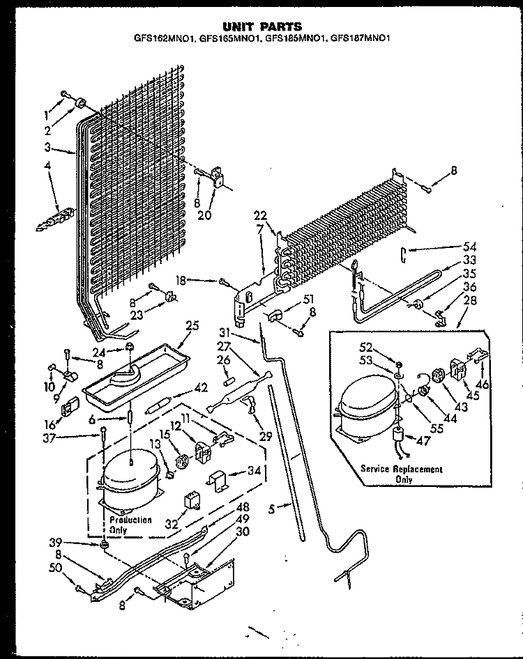 UNIT PARTS Diagram and Parts List for GFS165MN01 GFS165MN0 1 Caloric Refrigerator