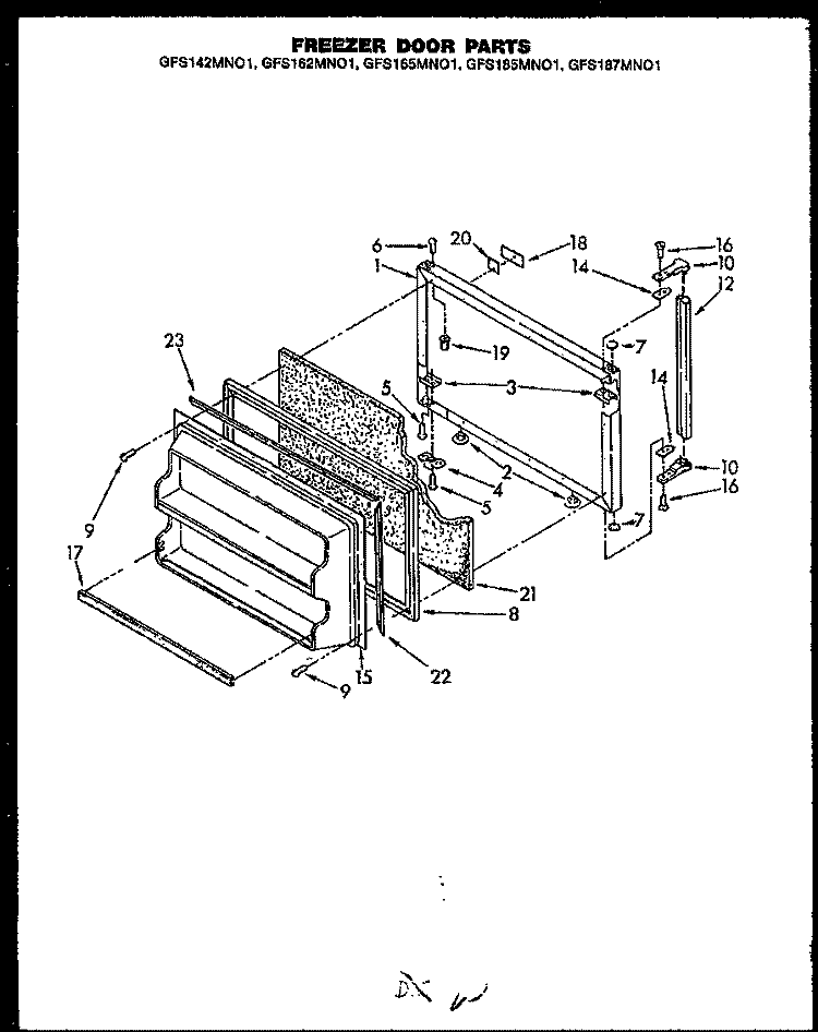 FZ DOOR PARTS Diagram and Parts List for GFS165MN01 GFS165MN0 1 Caloric Refrigerator