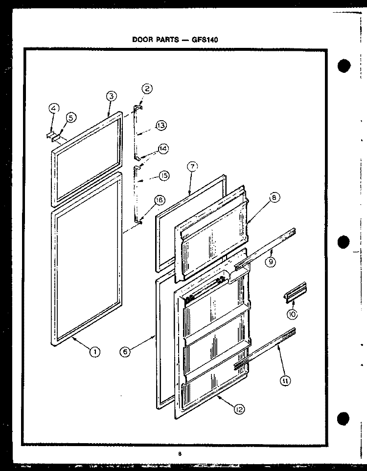 Page 4 Diagram and Parts List for GFS140  Caloric Refrigerator