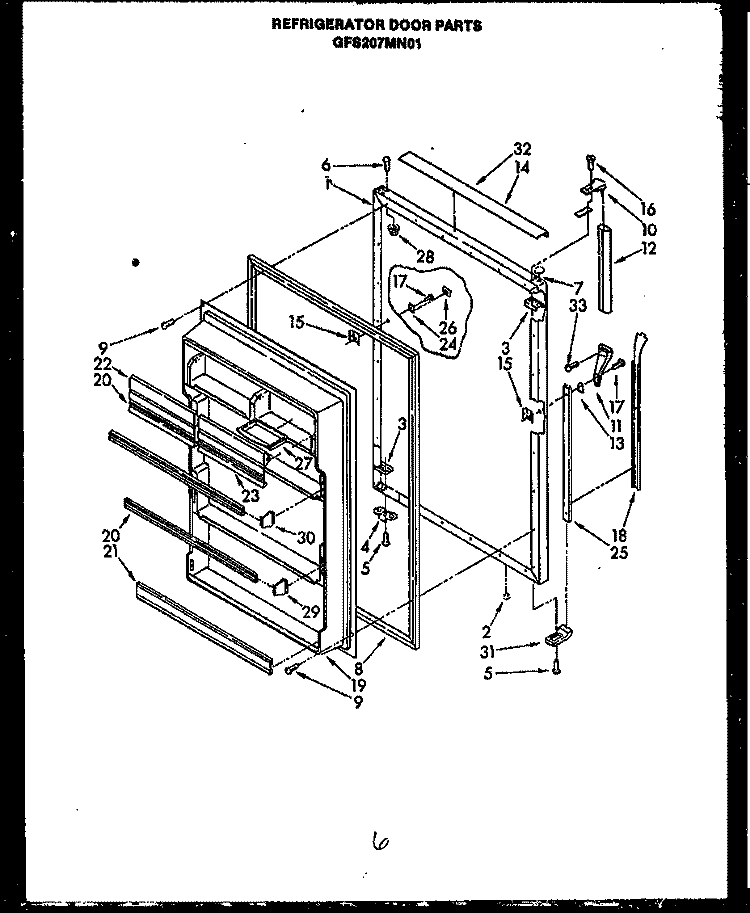REF DOOR PARTS Diagram and Parts List for GFS207MN01 GFS207MN0 1 Amana Refrigerator