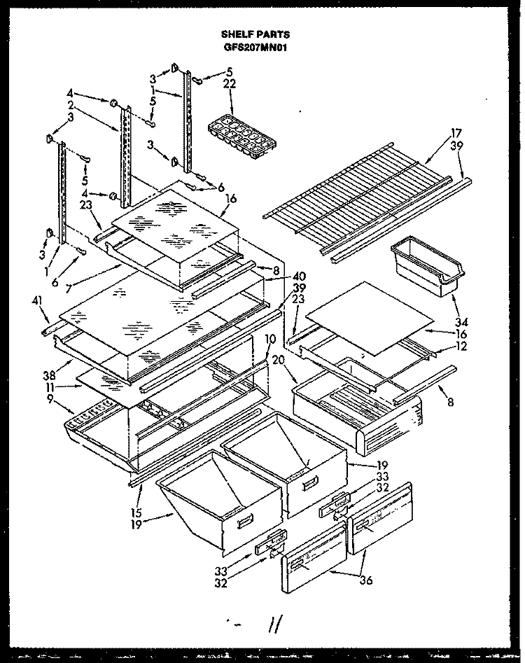 SHELF PARTS Diagram and Parts List for GFS207MN01 GFS207MN0 1 Amana Refrigerator