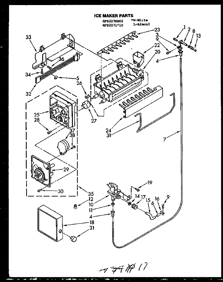 ICE MAKER PARTS Diagram and Parts List for GFS227MN02 GFS227MN0 2 Amana Refrigerator