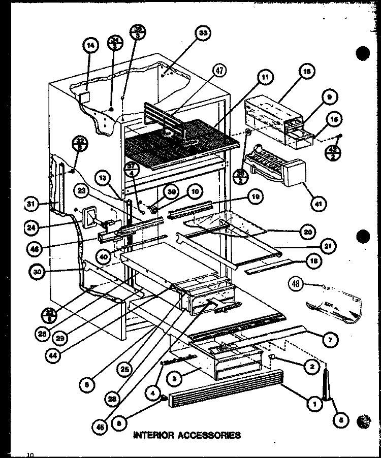 INTERIOR ACCESSORIES Diagram and Parts List for TC18K2 P7859230W Amana Refrigerator