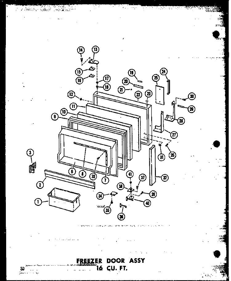 FZ DOOR ASSY 16 CU. FT. Diagram and Parts List for T16N P6023626W Amana Refrigerator