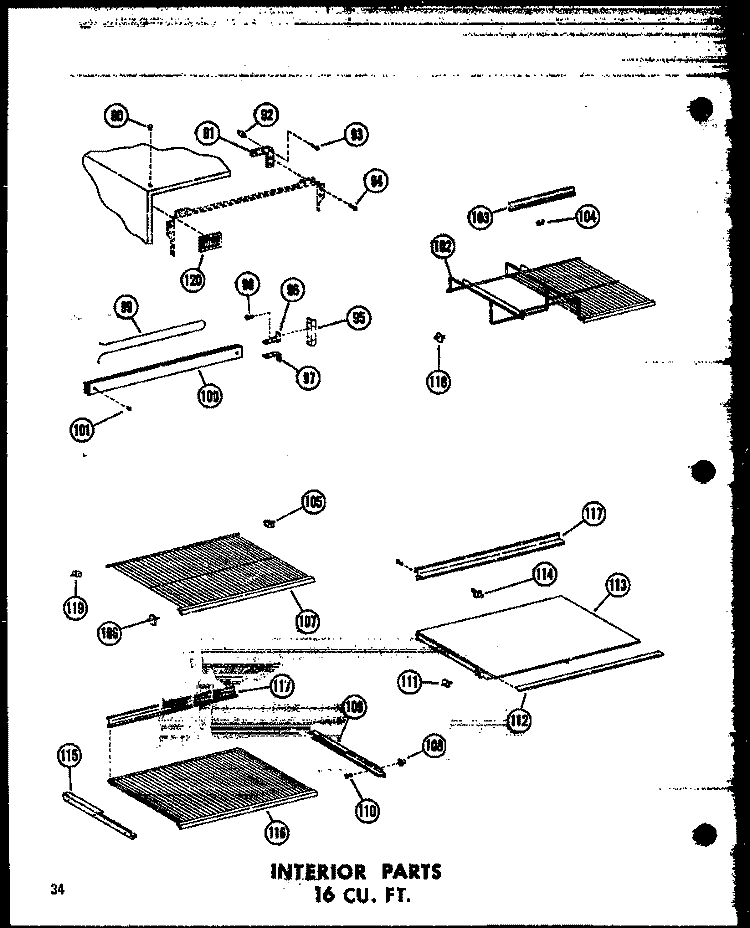 INTERIOR PARTS 16 CU. FT. Diagram and Parts List for T16N P6023626W Amana Refrigerator