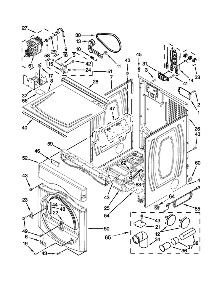 Dryer Cabinet Parts Diagram and Parts List for MLE20PDBZW1  Maytag Washer Dryer Combo