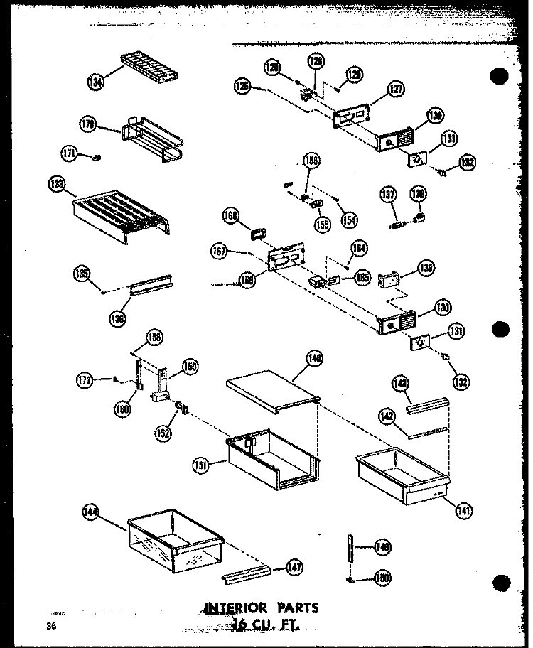 INTERIOR PARTS 16 CU. FT. Diagram and Parts List for T16N P6023626W Amana Refrigerator