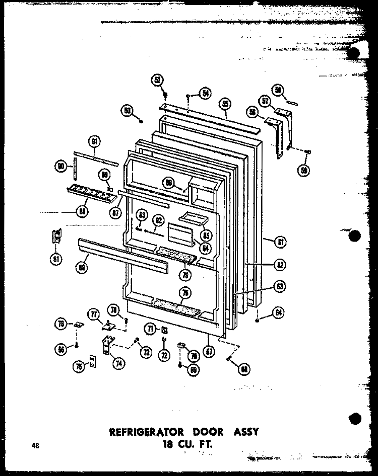 REF DOOR ASSY 18 CU. FT. Diagram and Parts List for TC18N-C P6023645W C Amana Refrigerator