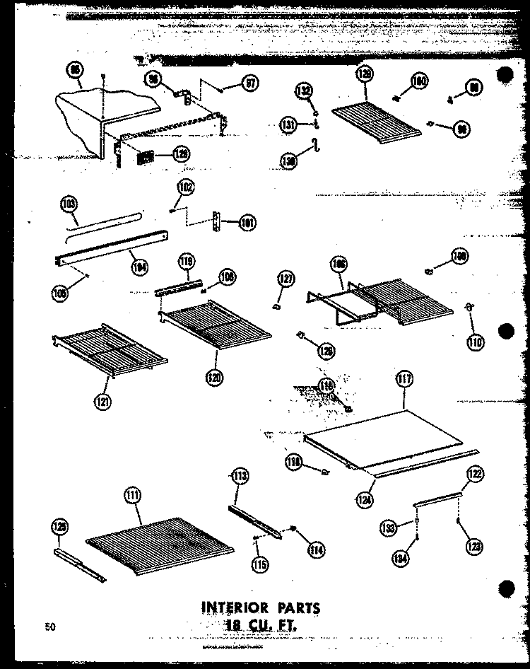 INTERIOR PARTS 18 CU. FT. Diagram and Parts List for TC18N-C P6023645W C Amana Refrigerator