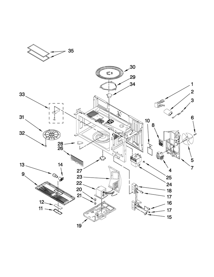 Interior And Ventilation Parts Diagram and Parts List for MMV1163DB00  Maytag Microwave