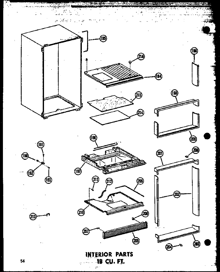 INTERIOR PARTS 18 CU. FT. Diagram and Parts List for TC18N-C P6023645W C Amana Refrigerator