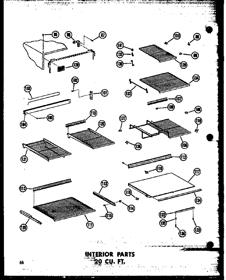 INTERIOR PARTS 20 CU. FT. Diagram and Parts List for TD20N-C P6023647W C Amana Refrigerator