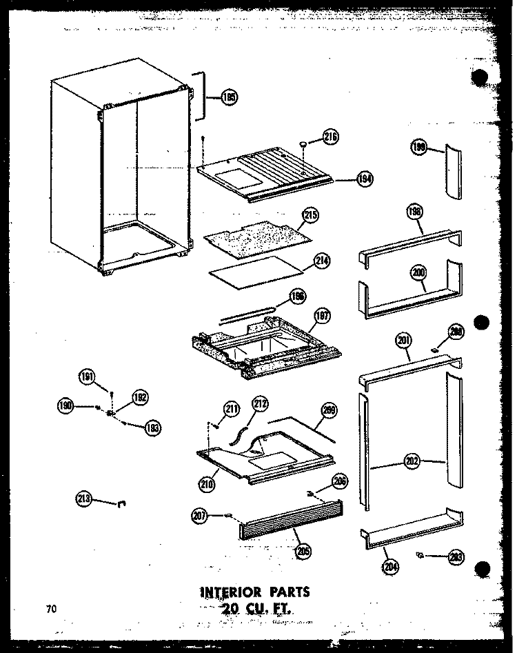 INTERIOR PARTS 20 CU. FT. Diagram and Parts List for TD20N-C P6023647W C Amana Refrigerator