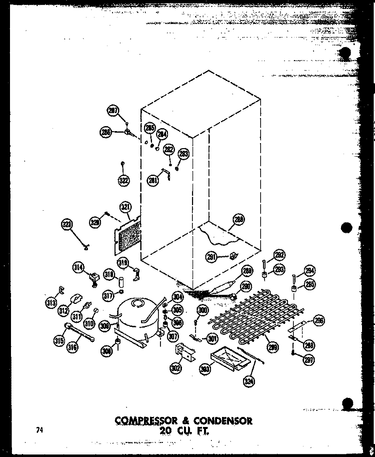 COMPRESSOR & CONDENSOR 20 CU. FT. Diagram and Parts List for TD20N-C P6023647W C Amana Refrigerator