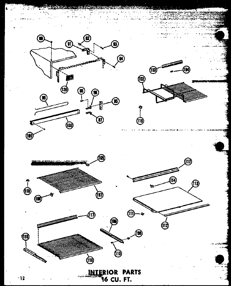 INTERIOR PARTS 16 CU. FT. Diagram and Parts List for T16W-A P6030306W A Amana Refrigerator