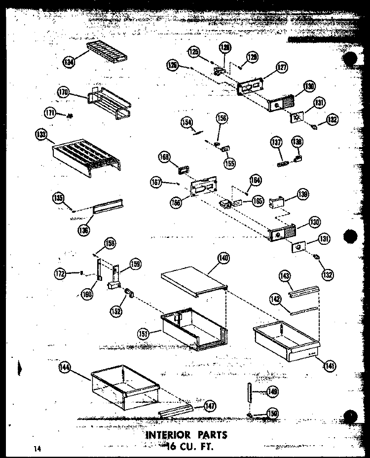 INTERIOR PARTS 16 CU. FT. Diagram and Parts List for T16W-A P6030306W A Amana Refrigerator