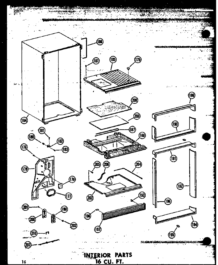 INTERIOR PARTS 16 CU. FT. Diagram and Parts List for T16W-A P6030306W A Amana Refrigerator