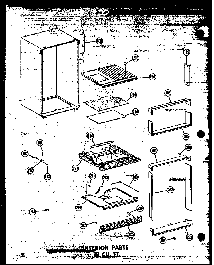 INTERIOR PARTS 18 CU. FT. Diagram and Parts List for TC18N-A P6023691W A Amana Refrigerator