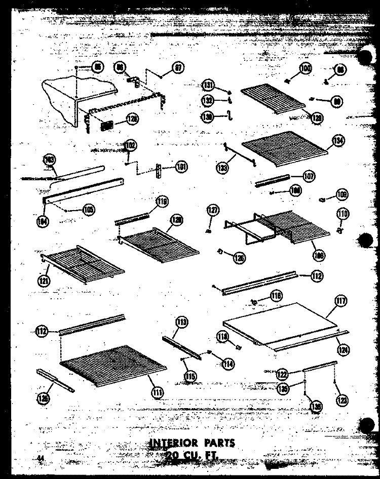 INTERIOR PARTS 20 CU. FT. Diagram and Parts List for TD20W-C P6030318W C Amana Refrigerator