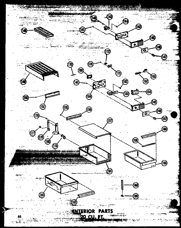 INTERIOR PARTS 20 CU. FT. Diagram and Parts List for TD20W-C P6030318W C Amana Refrigerator