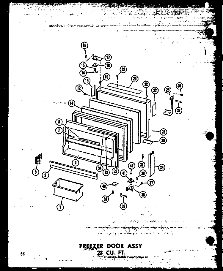 FZ DOOR ASSY 23 CU. FT. Diagram and Parts List for TD23W P6030314W Amana Refrigerator