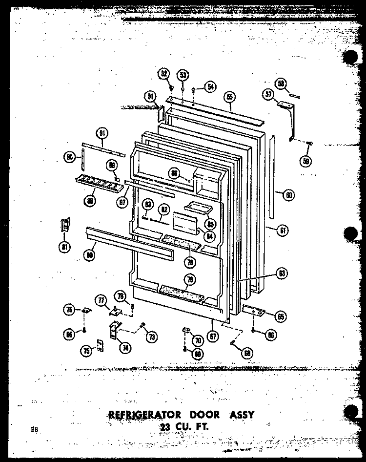 REF DOOR ASSY 23 CU. FT. Diagram and Parts List for TD23W P6030314W Amana Refrigerator